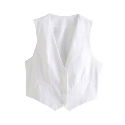 Women's Vest Summer Sleeveless Vests Women V-Neck Ladies White Waistcoat Tops - Picture 7 of 16