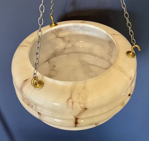 Vintage Art Deco Flycatcher marbled Glass Ceiling Light Shade Original 1930s - Picture 4 of 8