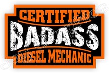 2pcs Bad Ass DIESEL MECHANIC Hard Hat Stickers Decals Motorcycle Helmet USA