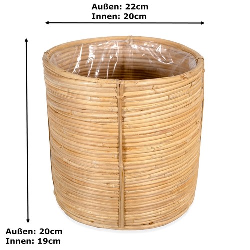 Cesto in rattan vaso o ciotola rotonda con inserto vaso da fiori conservazione intrecciata - Foto 11 di 13