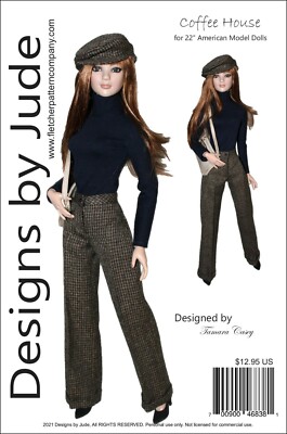 Doll Clothes Sewing Pattern 22'' American Model Tonner, Coffee House 