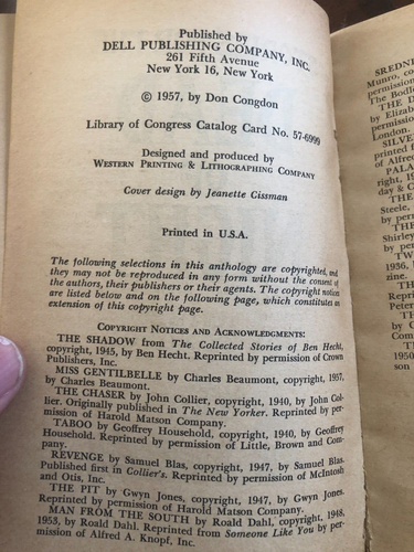 Stories for the Dead of the Night ~ Don Congdon ~ 1957 Dell Stated First Print - Picture 4 of 5