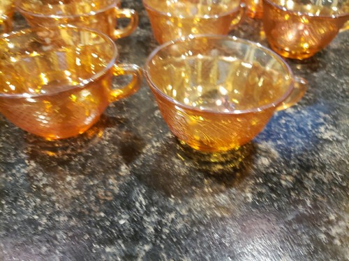 11 Marigold Carnival Glass iridescent tea cup Normandie - Picture 6 of 13