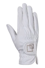 HKM Competition Gloves - White with Rose Gold Crystals