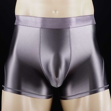 Mens Tight Stretch Spandex Shorts Fitness Running Oil Glossy Workout Compression