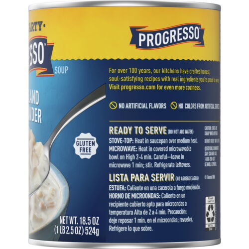 6 Pack Progresso Clam Chowder Soup, Rich and Hearty, Gluten-Free, 18.5 oz - Picture 6 of 8