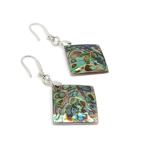 Earrings Rainbow Paua Abalone Shell Long Dangle Drop Boho Sterling Silver Hooks - Picture 54 of 69
