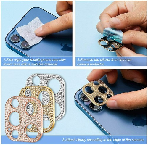 Bling Diamond Camera Lens Protector Sticker Case For iPhone 15 16 Pro Max 13 11 - Picture 7 of 36
