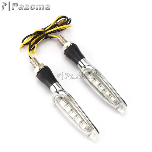 Pair of Chrome Amber LED Turn Signal Indicator Brake Blinker Lamp For Honda - Picture 5 of 8