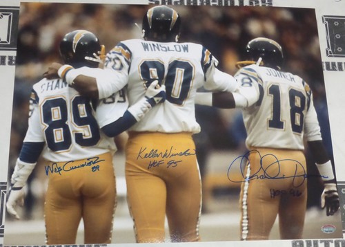 Caricabatterie firmati Kellen Winslow Charlie Joiner Wes Chandler 16x20 foto PSA/DNA - Foto 1 di 12