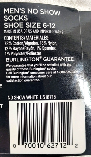 Burlington No Show White Comfort Power Men Athletic Socks 10-pk Thick 73% Cotton - Picture 3 of 8