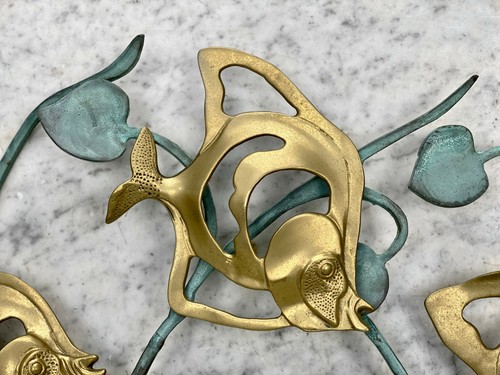 Mid-Century Coastal Fish Brass & Copper Wall Hanging Sculpture - Picture 6 of 10