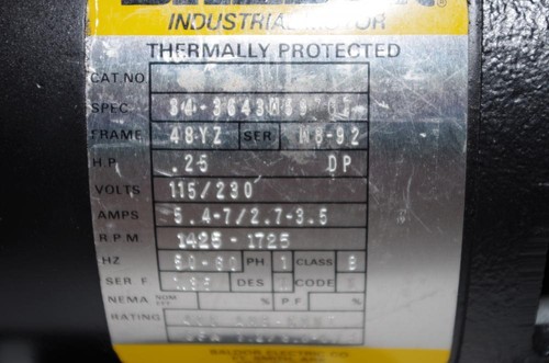 POMPA A MEMBRANA BALDOR 1/4HP # 34-3643W597G1 115/230VAC 1725RPM (BP-202) - Foto 8 di 8