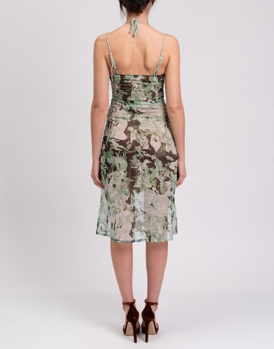 PVP €740 MARCO RAMBALDI Vestido Midi Talla L Crochet Corazones Estampado Hecho en Italia - Imagen 5 de 8