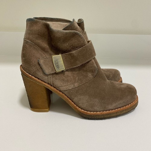 UGG Brienne Booties Leather Brown Heeled Boots size 7