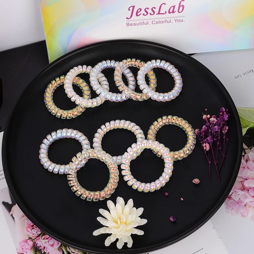 Spiral Hair Ties 10 Pcs Traceless Phone Cord Hair Ties Plastic Coil Hair Ties... - Picture 4 of 6
