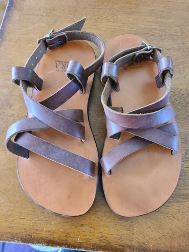 Zora Sandals Sz.11-12.Handmade In St. Thomas. All Leather. Very Good.No Wear.