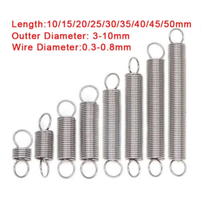 Tension Spring 0.3-0.8mm Expansion Extension Expanding Springs All Sizes 304