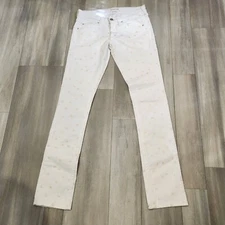 Isabel Marant Etoile jeans women's 4 white embroidered polka dot straight leg