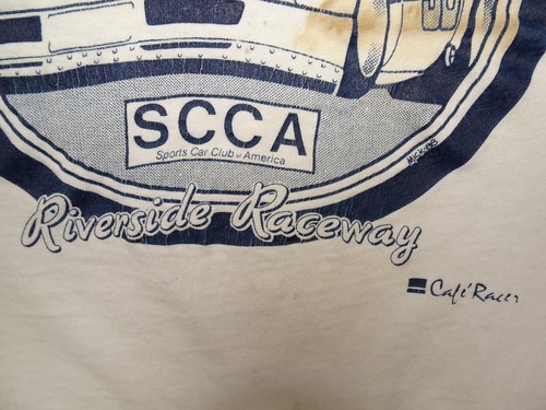 Vintage 1988 CSCC SCCA Riverside Raceway T-Shirt Hanes S/Stch Large Dirty white - Picture 10 of 19