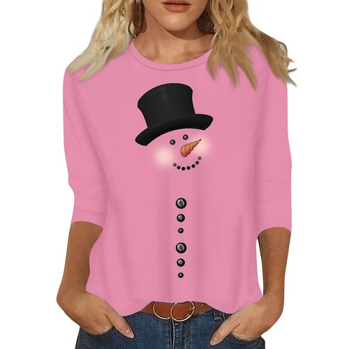 3/4 Sleeve Shirts For Women Easter Print Graphic Tees Blouses Casual Plus Size - Picture 9 of 39