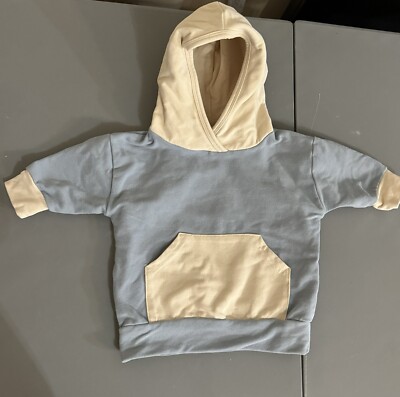 Sova Long Sleeve Shirt With Tan Hood And Pocket Organic Cotton 3-6 Mo  Blue