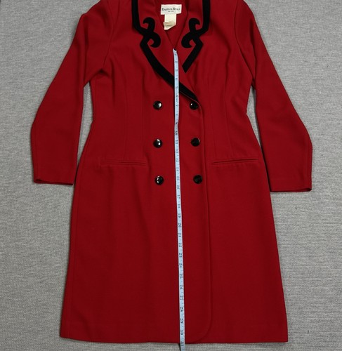 Vintage Danny Nicole Womens Red Double Breasted Dress Coat Padded Shoulders Sz 8 - Picture 16 of 16