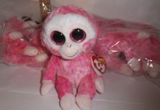 RETIRED TY beanie Baby Babies Boos Boo's RUBY Monkey pink 6" big eyes MWMT Fresh