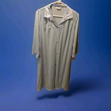 Vintage NWT NOS Vanity Fair Satin Nylon Blue Button Up Night Gown Robe Size S