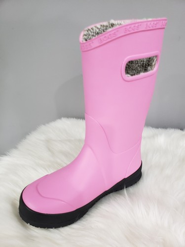 NEW BOGS Girl's Rain Boots Plush Pink Waterproof Pull On Size Youth Girl 2 Lined - Picture 4 of 8