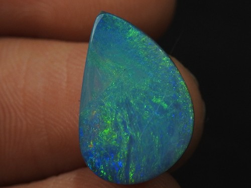 Reserved Australian Opal Doublet Smooth Multi Fire Fancy Shape Cabochon/ - Picture 6 of 7