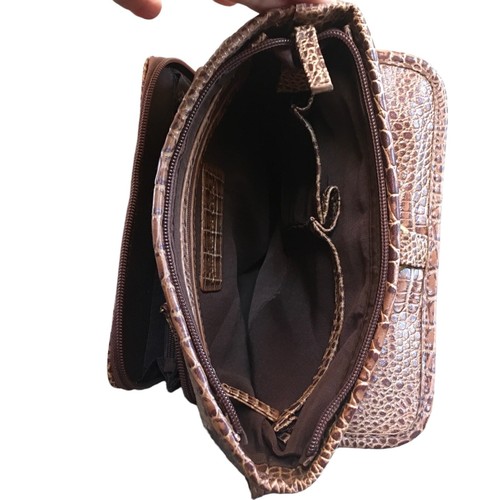 Coldwater Creek Purse Croc Print Faux Leather Sophie Organizer Crossbody Bag - Picture 4 of 11