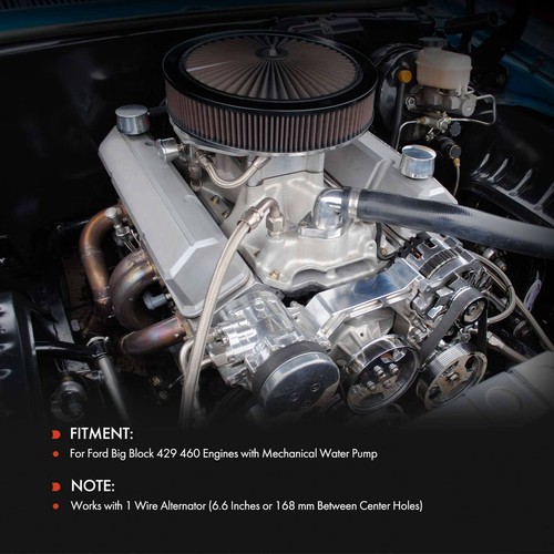 9x Kit de soporte de alternador de aluminio pulido para motor Ford 429 460 Big Block - Imagen 2 de 9