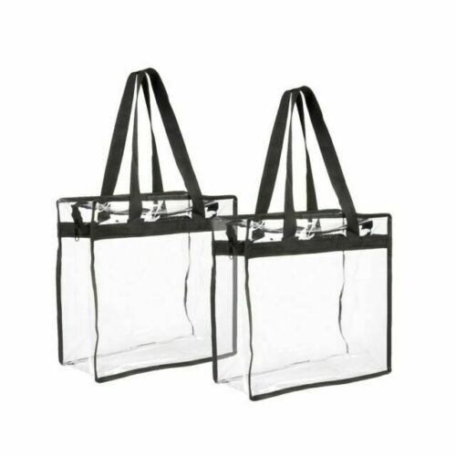 2-Pack Clear Transparent Tote Bag PVC w/Zipper Stadium Approved Should Handbag - Picture 1 of 1