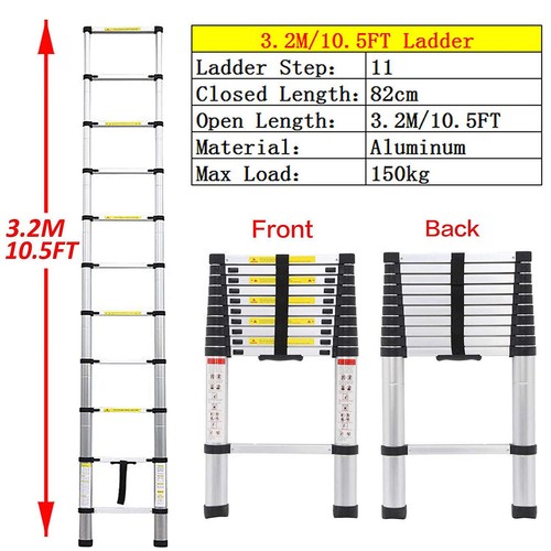 Aluleiter 11 Sprossen 3.2m Klappleiter Mehrzweckleiter Teleskopleiter Stehleiter - Bild 2 von 12