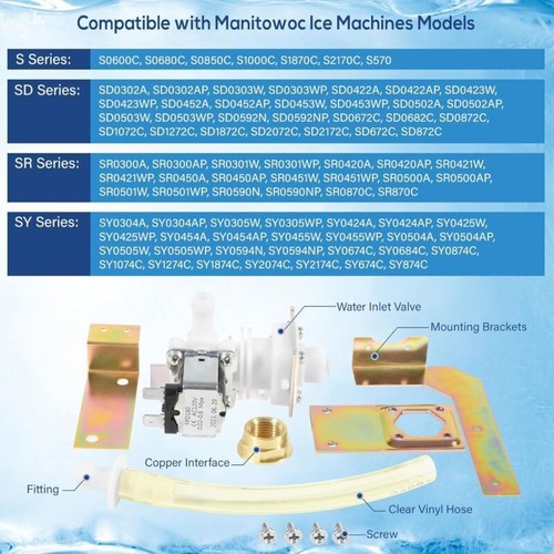 000009123 Water Inlet Valve Assembly Kit 120V 60Hz 5W for Manitowoc Ice Machines - Picture 3 of 21