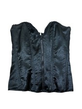 Vintage Frederick  s Of Hollywood Black Satin Corset Top Boned Lace Up Goth Med.