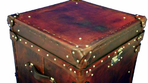 Vintage antique Trunk English handmade leather occasional side table chests Gift - Picture 4 of 5