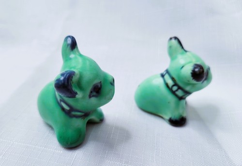 PAIR OF SYLVAC BYNGO MINIATURE CERAMIC FRENCH BULLDOG FIGURINES c1930s - Picture 6 of 11