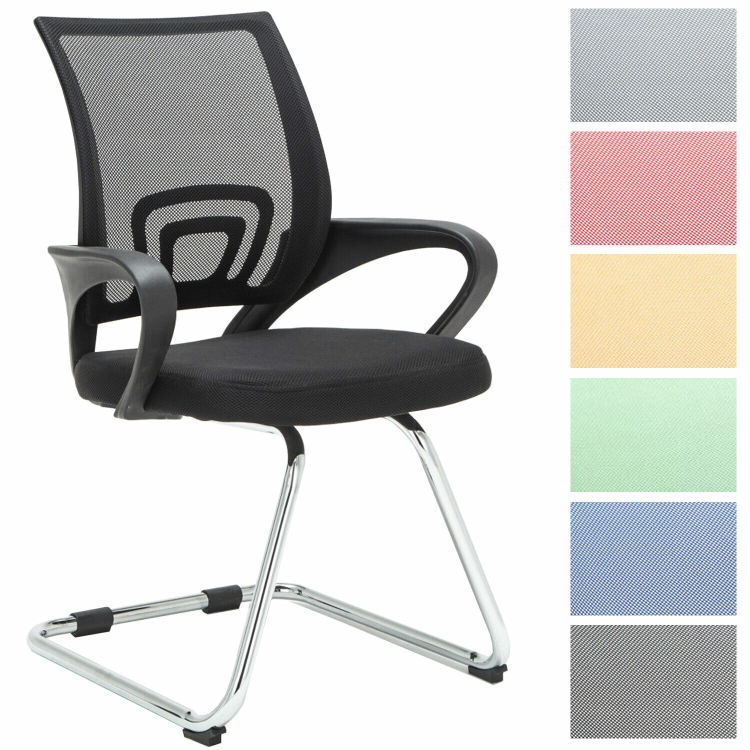Silla De Oficina Sin Ruedas Eureka Estilo Cantiléver Tapizada Con Tela En Red s l1600 - Silla De Oficina Sin Ruedas Eureka Estilo Cantiléver Tapizada Con Tela En Red