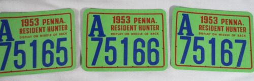 lot 17 Vtg 1953 Pa Pennsylvania Resident Hunting Licenses Consecutive Numbers - Picture 5 of 8