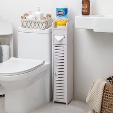 Bathroom Storage Corner Floor Cabinet Towel Storage Shelf for Paper Holder White