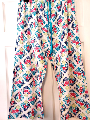 HUE Women’s Printed Knit Capri Pajama Sleep Pants Size M/L - Picture 4 of 4
