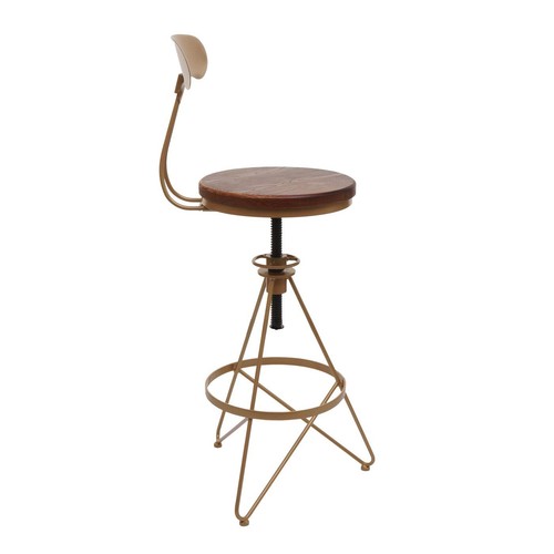 B-Ware 2er-Set Barhocker MCW-N18, höhenverstellbar drehbar, braun, Gestell gold - Bild 8 von 9