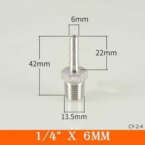 Stainless Steel Male Thread Fitting BSP 1/8" to 4" Barb Hose Tail End Connector - Picture 13 of 70
