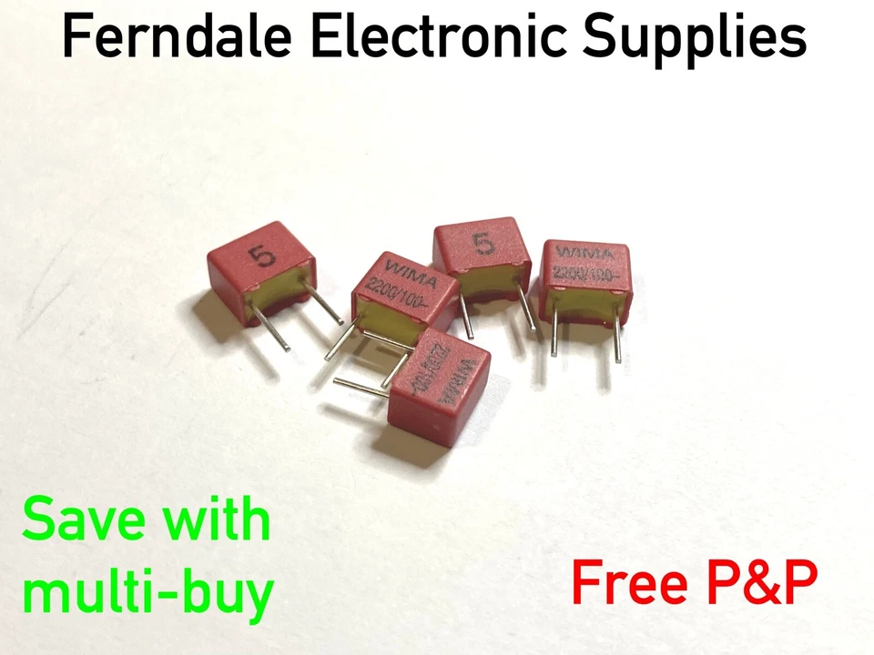 Wima FKP2 General purpose Film capacitor select 100pF-3300pF, 63V, 100V 1 or 5pk