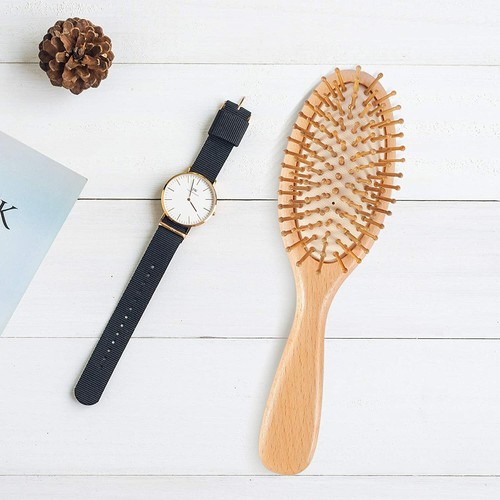 Natural Wood Hair Brush with Wooden Bristles Massage Scalp Comb 3 pcs - Picture 6 of 6