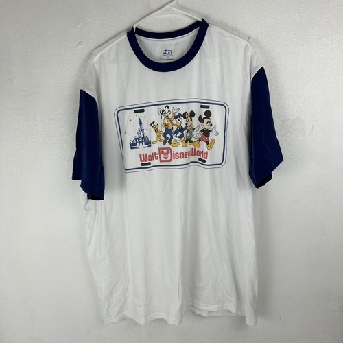 Disney World 50 Vault Collection License Plate Mens T-Shirt Mickey White 2XL