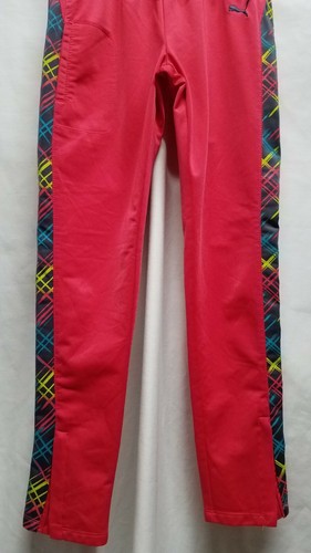 Puma Girls Pink Athletic Track Workout Pants Size Medium Multicolor Side Stripe - Picture 3 of 12