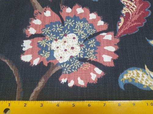 Bromwich Terrain BTY Robert Allen 100% Cotton Slub Duck 54" Wide Black Jacobean - Picture 2 of 2